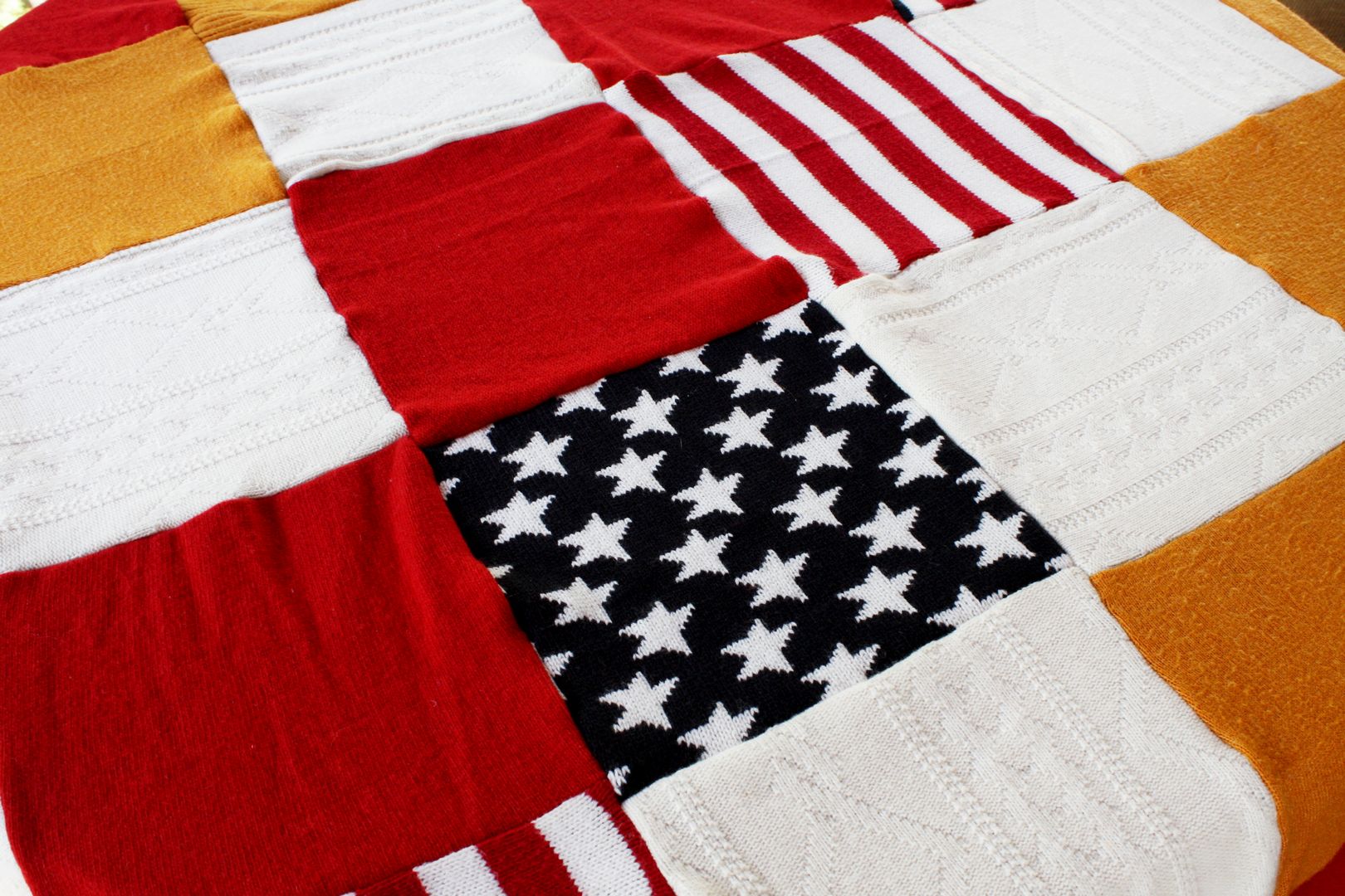 Patchworkowy Kocyk American Dream zero waste czerwony zolty bialy_008